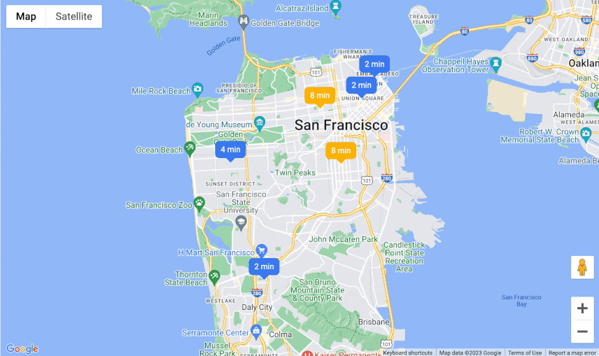 Demostración de marcadores dinámicos de Google Maps