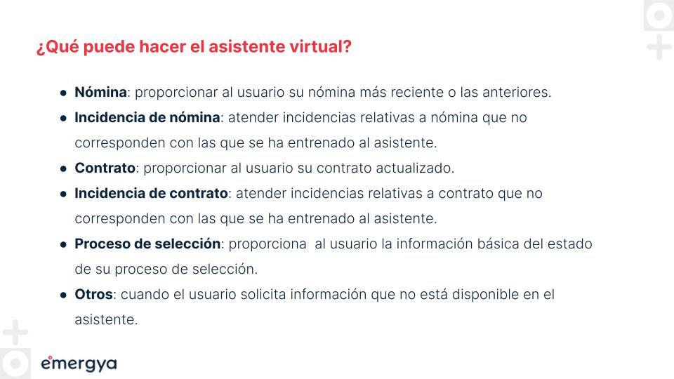 ¿Qué puede hacer el asistente virtual?